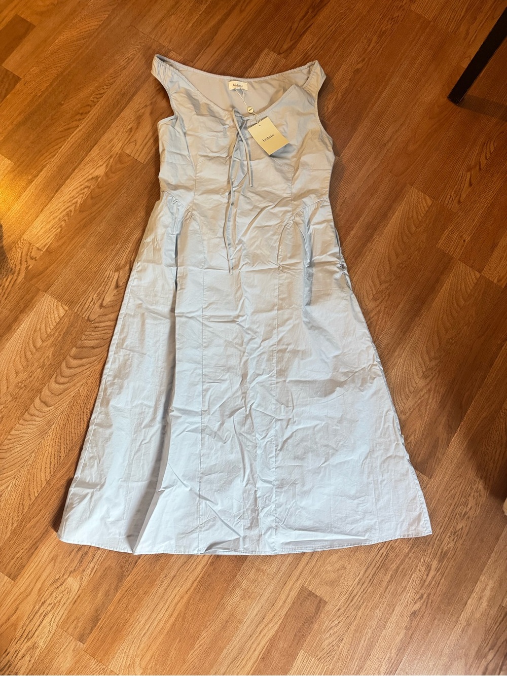 bohme Light Blue Lace-Up Midi Dress
